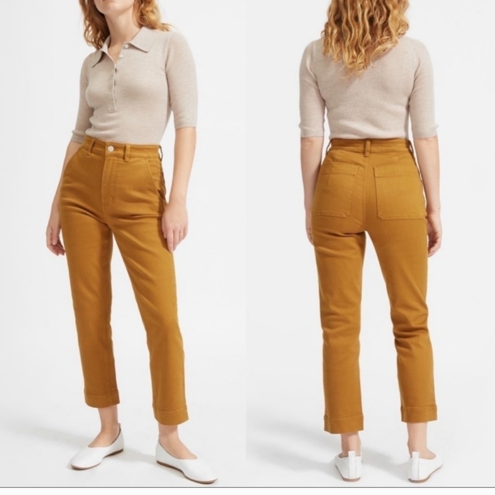 Everlane Mustard Brown Ankle Cropped Straight Jeans